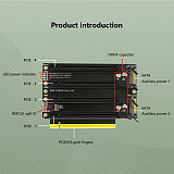 PCIe x16 to 4x PCIe x4 Splitter Adapter Card, PCIe 3.0 Clock Splitting Riser Extender, P3AV2 PCB Motherboard Expansion Card