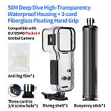 XT-XINTE Waterproof Diving Housing for DJI Pocket 3 & 4, 50M Deep Dive Protective Case with Cold Shoe & Dual Cold Shoe Mounts, Anti-Corrosion Shockproof Underwater Shell for Action Camera Accessories