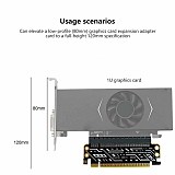 (PHDK) PH4116 PCIe 4.0 x16 Half Height to Full Height Riser Extender for Desktop Motherboard