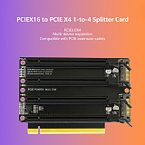 PCIe x16 to 4x PCIe x4 Splitter Adapter Card, PCIe 3.0 Clock Splitting Riser Extender, P3AV2 PCB Motherboard Expansion Card