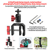 XT-XINTE 1/4 ball head clamp seat/aluminum alloy C-shaped power clamp/bracket/suction cup photography accessory suitable for DJI Pocket 4P/4/3