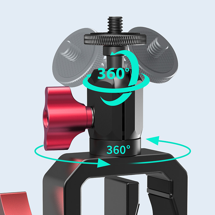 XT-XINTE 1/4 ball head clamp seat/aluminum alloy C-shaped power clamp/bracket/suction cup photography accessory suitable for DJI Pocket 4P/4/3