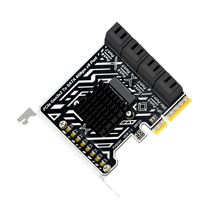 PH5081 PCIe 3.0 to 8-Port SATA 6Gbps HDD Expansion Card Bracket Storage Controller Adapter for Desktop & Server