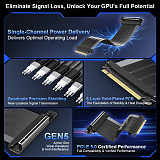 PCIe 5.0 x16 GPU Riser Extension Cable, Universal PCIe Gen5 Graphics Card Extender with Broad Chassis Compatibility