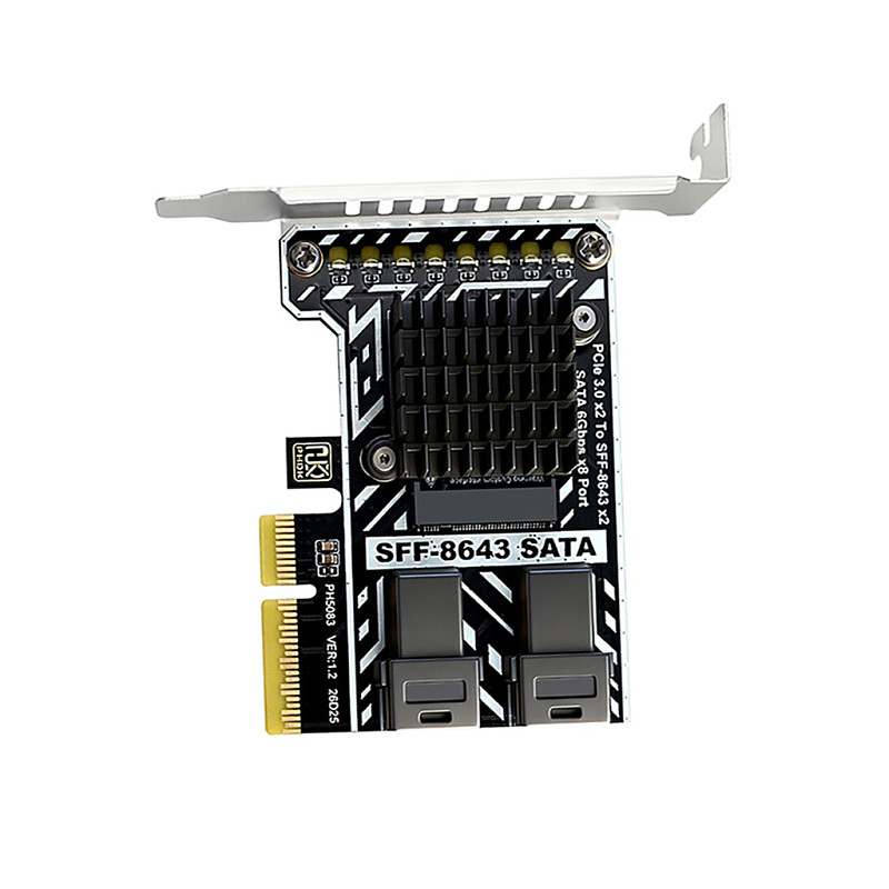 PH5083 PCIe 3.0 to 2x SFF-8643 Storage Expansion Card, 8-Port SATA 6Gbps HDD Controller Adapter for Desktop & Server