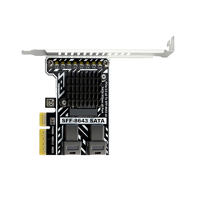 PH5083 PCIe 3.0 to 2x SFF-8643 Storage Expansion Card, 8-Port SATA 6Gbps HDD Controller Adapter for Desktop & Server