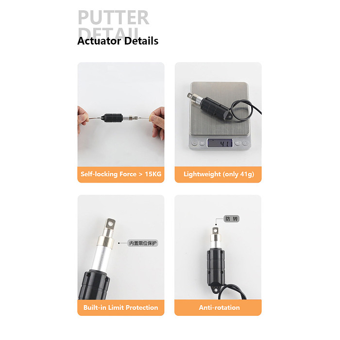 KT1359-8KG High Speed Mini Electric Linear Actuator 12V Multi Stroke Lifting Rod With Limit Protection