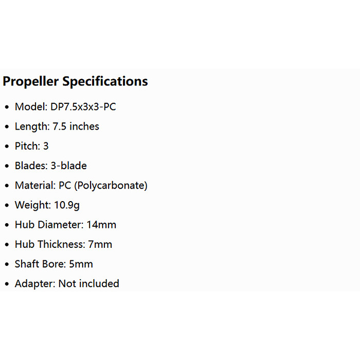 (HQProp) 2CW+2CCW 7.5X3X3 High Efficiency Crash Resistant 3-Blade PC Propeller For FPV Drone