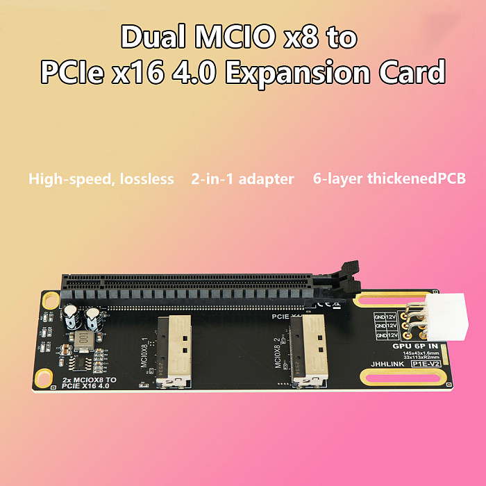 Dual Port MCIO X8 To PCIe X16 Gen4 4.0 High Speed Server Expansion Card, PCB Circuit Board PCIe Adapter Converter Card