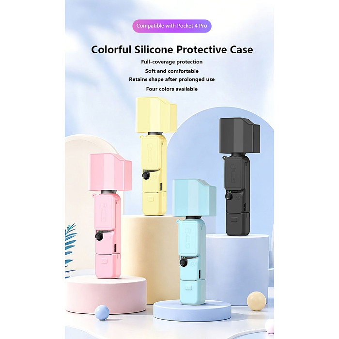 Silicone Shockproof 4 In 1 Case Kit Protective Case Set Compatible with DJI Osmo Pocket 4 Pro, Anti-Drop Soft Silicone Full Protection Cover