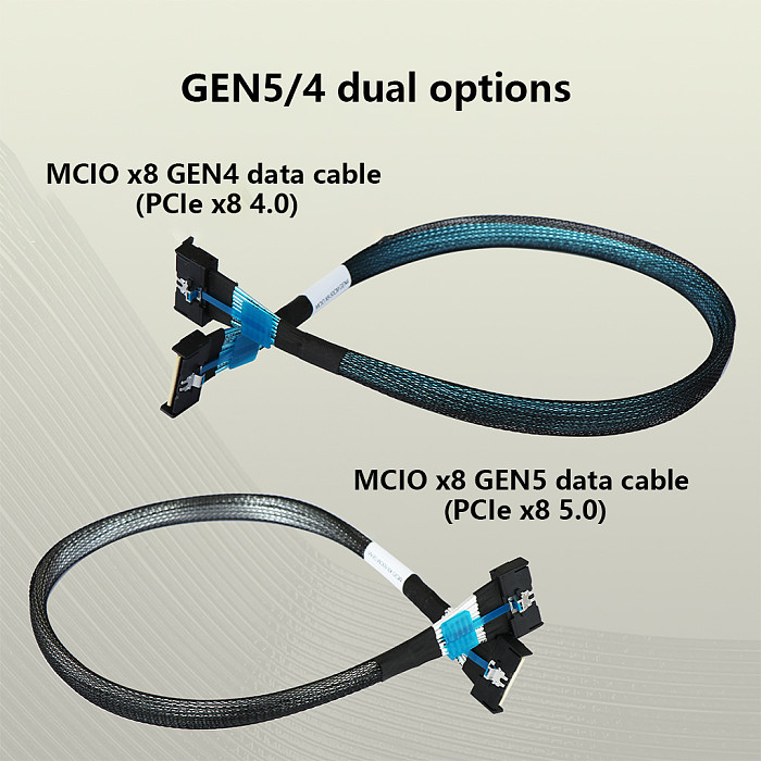 MCIO X8 Cable PCIe 4.0 / PCIe 5.0 High Speed Server Connecting Wire, Gen4/Gen5 Straight Male To Male 74Pin MCIOX8GEN4/ MCIOX8GEN5 Cable