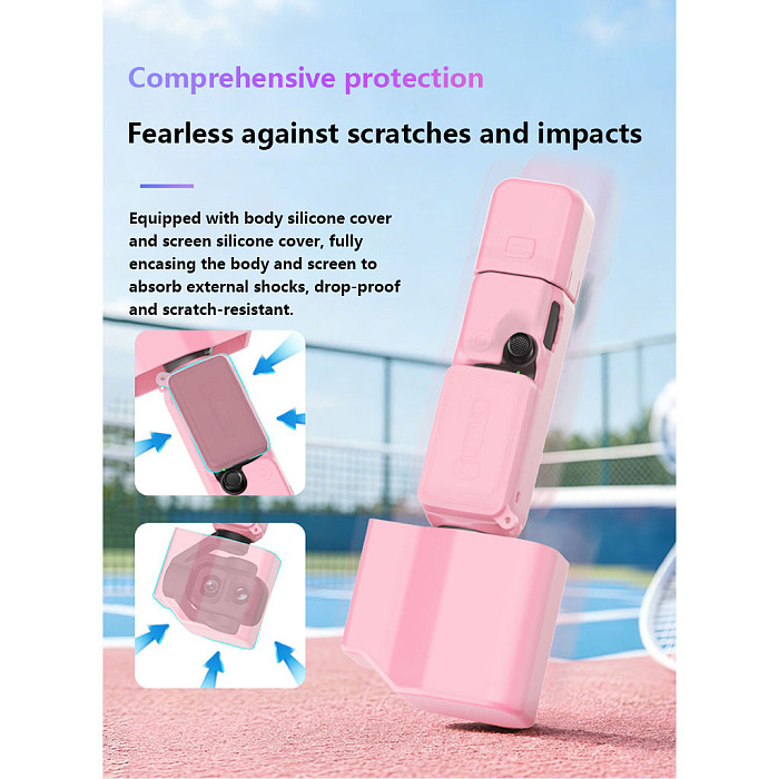 Silicone Shockproof 4 In 1 Case Kit Protective Case Set Compatible with DJI Osmo Pocket 4 Pro, Anti-Drop Soft Silicone Full Protection Cover