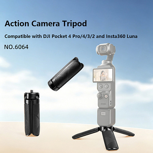 Plastic Mini Tripod & Handheld Selfie Stick for DJI Pocket 3/4 & Insta360 Luna, Desktop Stand Action Camera Mount
