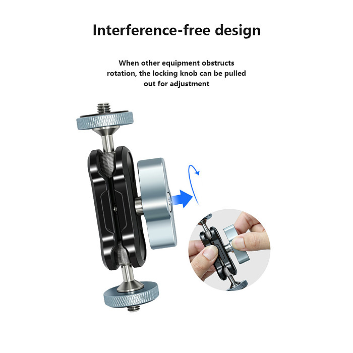 Mini Magic Arm with Dual Ball Heads & 1/4  Thread, Articulating Extension Arm for Tripod, Monitor & Camera Cage Mounting Accessory