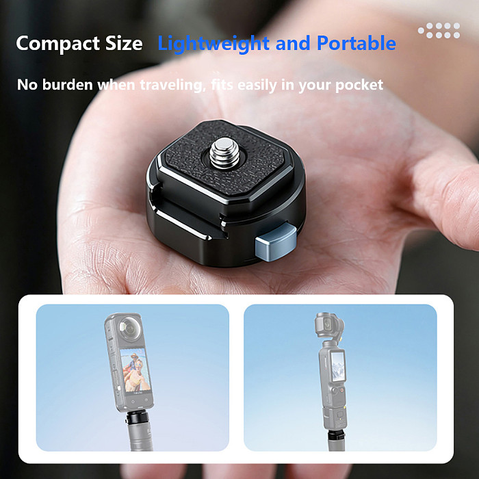 Aluminum Alloy Flash Quick-Release Baseplate Quick Release Mount for DJI Pocket 3/4/4P & Osmo Action Cameras Fill Lights & Selfie Sticks Accessories
