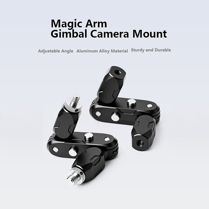 Aluminum Alloy Magic Arm with Super Clamp, Universal Gimbal Extension Mount for Monitor Phone Action Camera, 1/4  Photography Rig