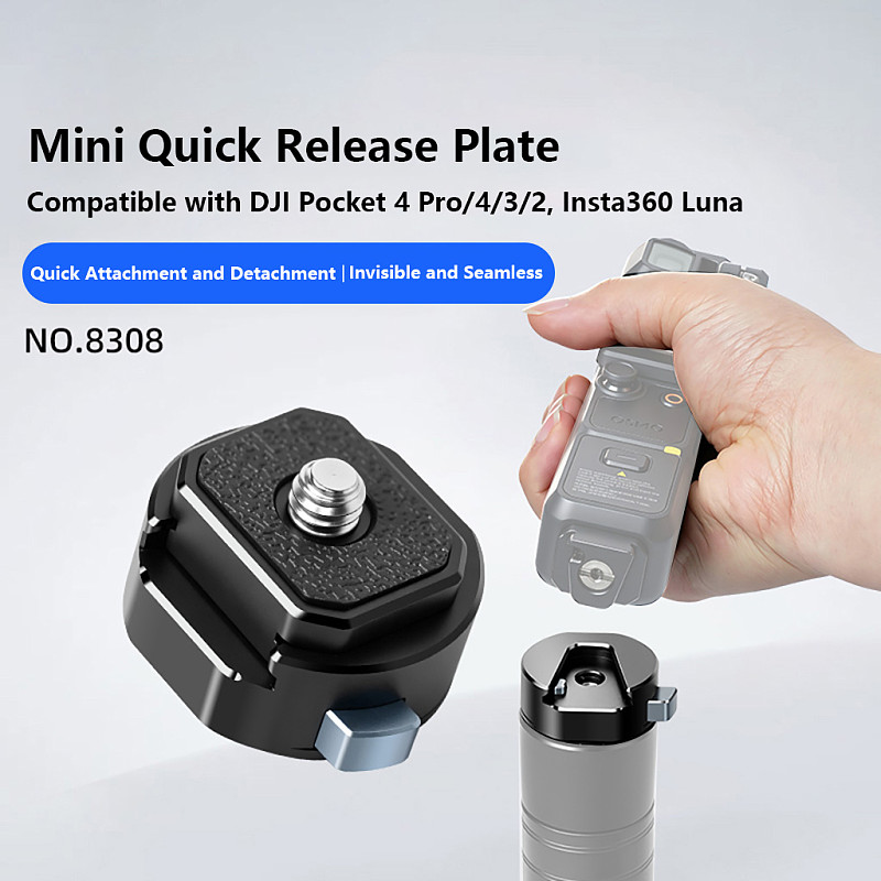 Aluminum Alloy Flash Quick-Release Baseplate Quick Release Mount for DJI Pocket 3/4/4P & Osmo Action Cameras Fill Lights & Selfie Sticks Accessories