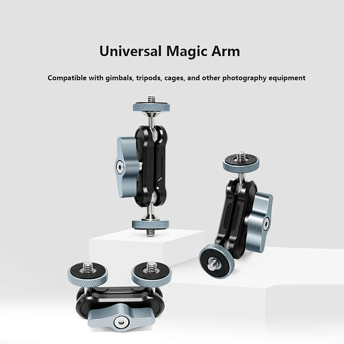 Mini Magic Arm with Dual Ball Heads & 1/4  Thread, Articulating Extension Arm for Tripod, Monitor & Camera Cage Mounting Accessory
