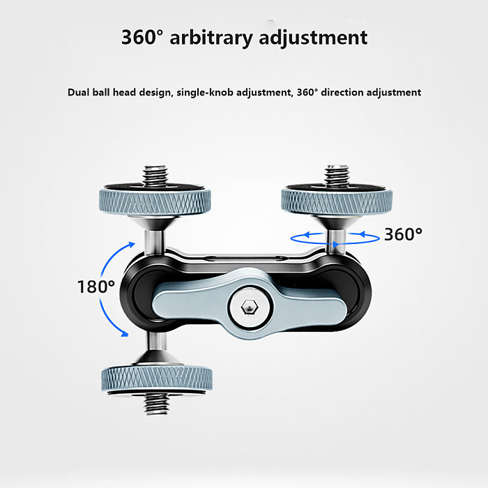 Mini Magic Arm with Dual Ball Heads & 1/4  Thread, Articulating Extension Arm for Tripod, Monitor & Camera Cage Mounting Accessory