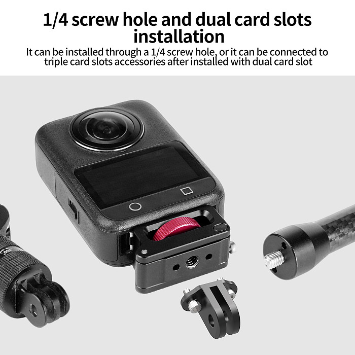 Pocket Folding Mount & Storage Bracket, 360° Rotating Quick Release, 1/4  ARRI Thread to ARRI Hole for DJI Osmo 360 II, for Insta360 X6 X5 X4 X3, for GoPro 13 12 Camera Cage Gimbal Extension