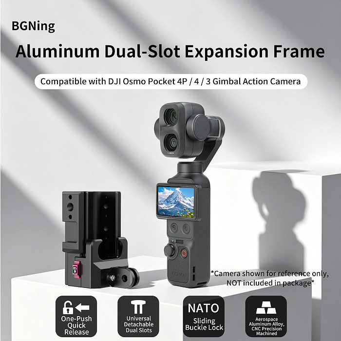 XT-XINTE Aluminum Alloy Expansion Frame & Camera Cage for DJI Osmo Pocket 4P/4/3, Quick Release Mounting Accessory