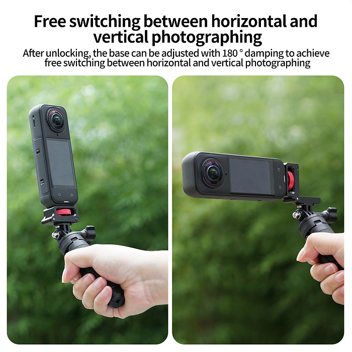 Pocket Folding Mount & Storage Bracket, 360° Rotating Quick Release, 1/4  ARRI Thread to ARRI Hole for DJI Osmo 360 II, for Insta360 X6 X5 X4 X3, for GoPro 13 12 Camera Cage Gimbal Extension