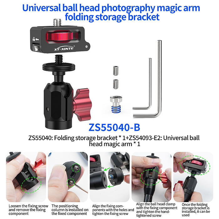 Pocket Folding Mount & Storage Bracket, 360° Rotating Quick Release, 1/4  ARRI Thread to ARRI Hole for DJI Osmo 360 II, for Insta360 X6 X5 X4 X3, for GoPro 13 12 Camera Cage Gimbal Extension