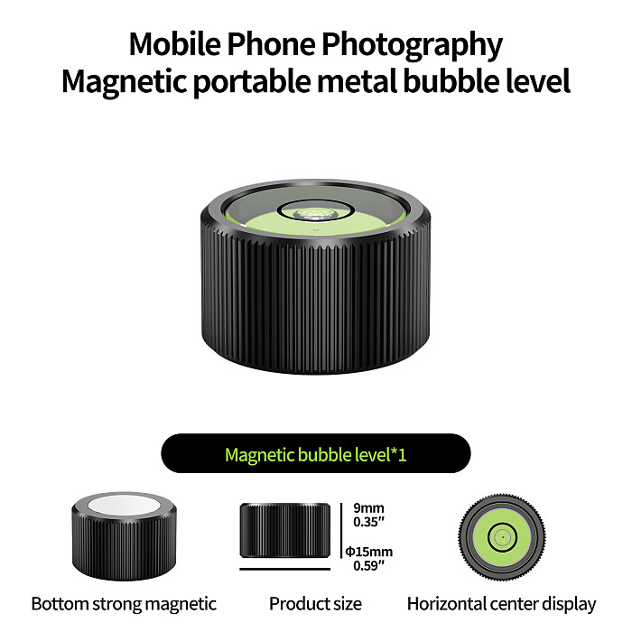 Mini Metal Bubble Level, One-Hand Knurled Knob Quick Release, High-Precision Round Vial, Lightweight for Livestream, Timelapse & Video Shooting, Compatible with Camera Cages & Mounts