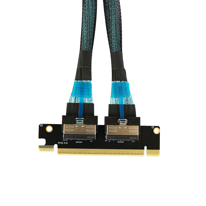 PCIe to MCIO Adapter Extension Cable, MCIO x8 Data Cable for PCIe 4.0, Detachable PCIe x16 Gen4 High-Speed Riser Cable for Servers
