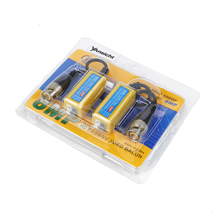 yAnsicht 8MP Video Balun BNC to UTP Twisted Pair Transceiver CCTV Video Signal Transmission Converter