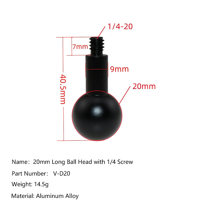 Aluminum Alloy Desktop Tripod Base with  17MM/20MM Ball Head, Stable 1/4  Mount for Camera, Camcorder, Security Monitor & Light