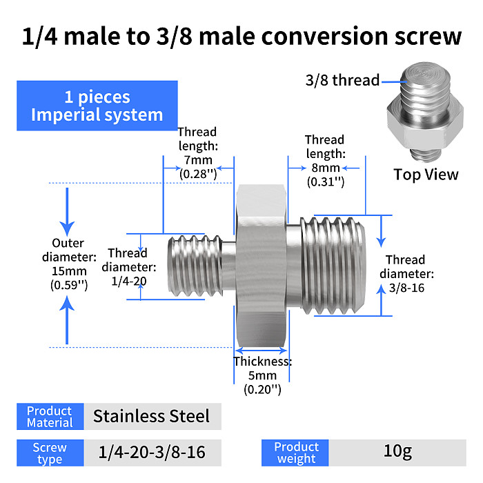 XT-XINTE 1/4  Conversion Screw Adapter for GoPro, Tripod Quick Release Plate & Gimbal Mount, Universal Connector for Camera Base, Light, Rig, Magic Arm, Phone Mount & Video Gear