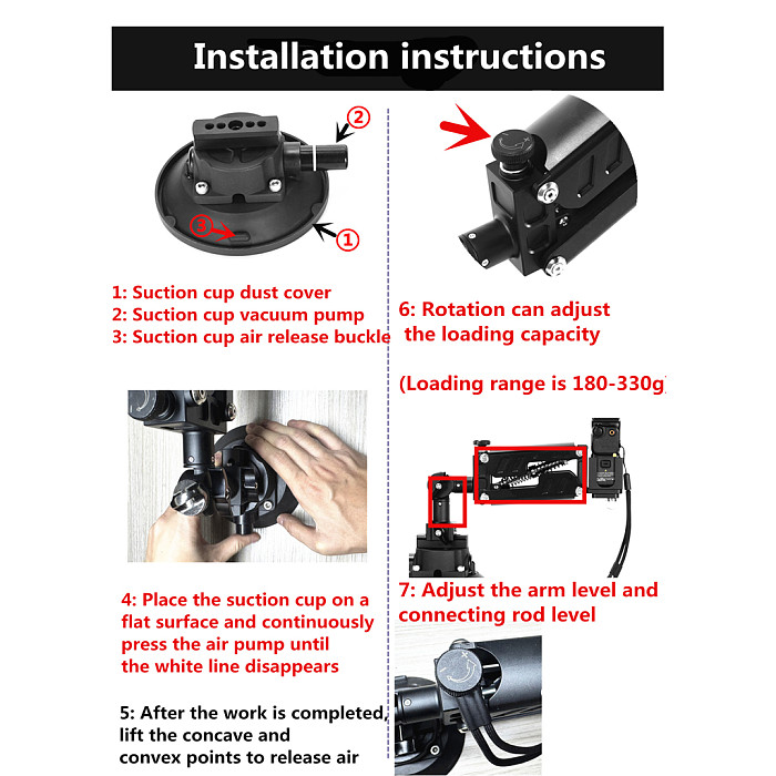 Car Suction Cup Mount with Shock Absorber Arm for DJI Pocket 3/4 , Gimbal Camera Car Vlog Filming Accessory