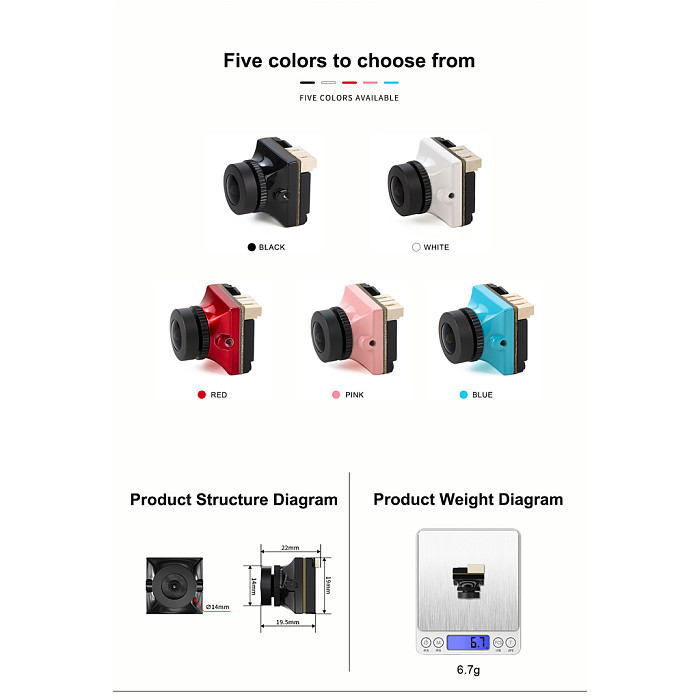 Axisflying NAJA Color Night Vision FPV Camera, WDR Wide Dynamic Analog Camera for Drone