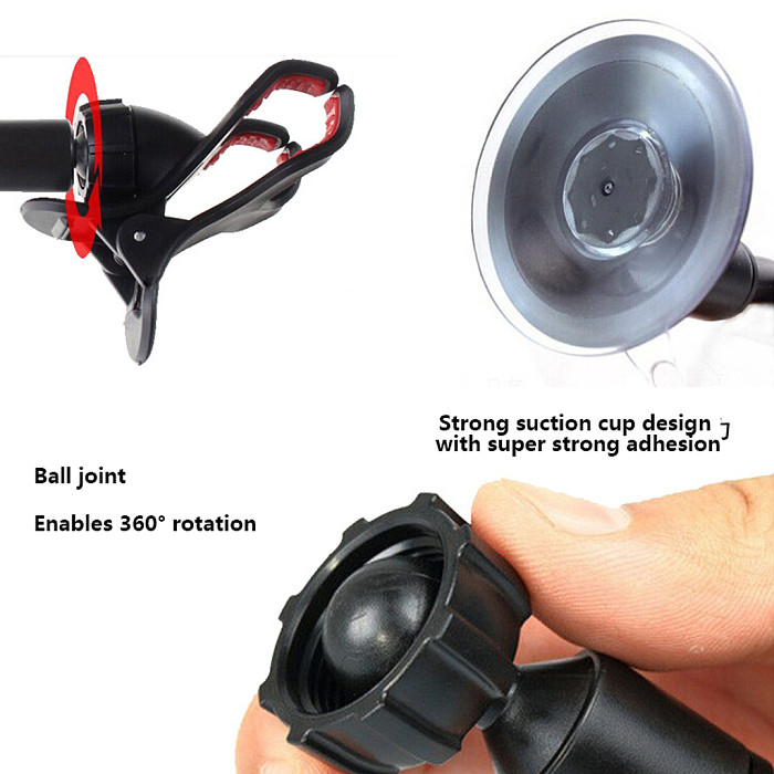 Strong Suction Cup Car Phone Mount Double Clamp Head Non‑Blocking Sight Cell Phone Holder Bracket