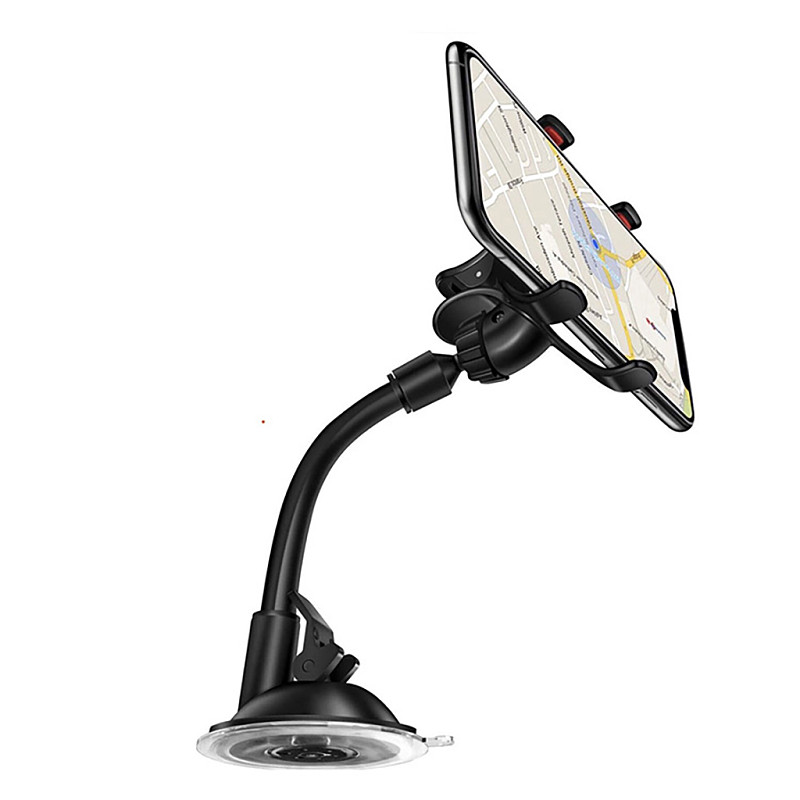 Strong Suction Cup Car Phone Mount Double Clamp Head Non‑Blocking Sight Cell Phone Holder Bracket