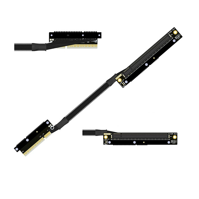 ADT‑Link Dual Reverse Side‑Bend PCIe 5.0 X8 To X16 Extension Cable Compatible With AMD NVIDIA Graphics Cards 30CM