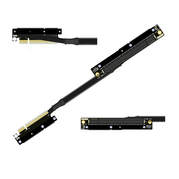 ADT‑Link GPU Extension Cable Dual Reverse Side‑Bend PCIe 5.0 X8 Gen5 Loss‑Free Flexible Flat Cable 30CM