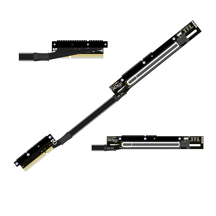 ADT‑Link 30CM PCIe 5.0 X8 To X16 Extension Cable With Buckle Dual Reverse Side‑Bend For AMD NVIDIA GPU 