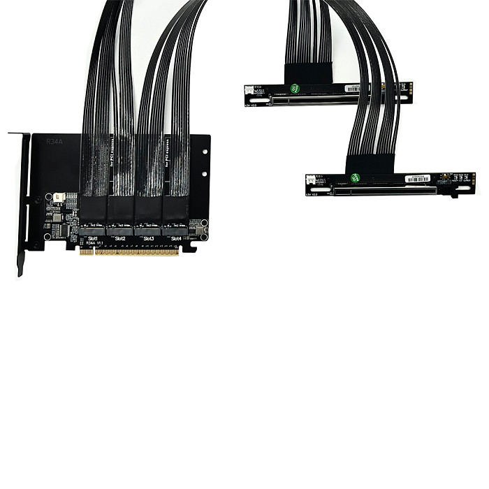 ADT‑Link PCIe 5.0 X16‑X16 Splitter Extension Cable 25CM/50CM, 4‑Way High‑Speed For Local AI Deployment