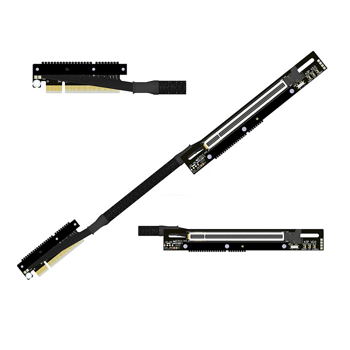 ADT‑Link 30CM PCIe 5.0 X8 To X16 Extension Cable With Buckle Dual Reverse Side‑Bend For AMD NVIDIA GPU 