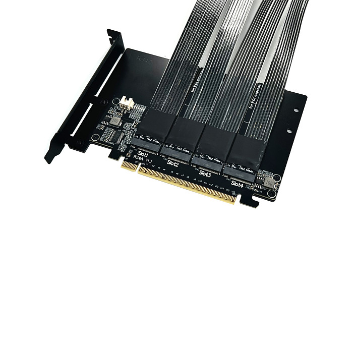 ADT‑Link PCIe 5.0 X16‑X16 Splitter Extension Cable 25CM/50CM, 4‑Way High‑Speed For Local AI Deployment