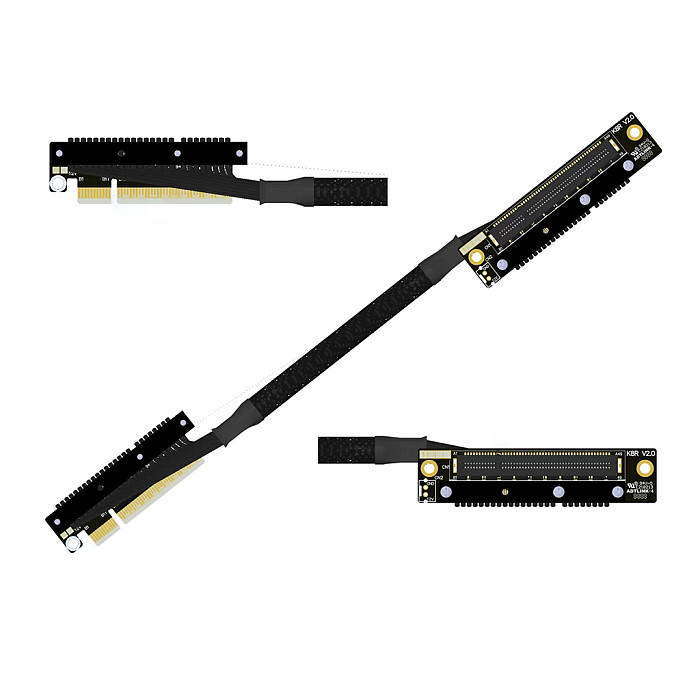 ADT‑Link GPU Extension Cable Dual Reverse Side‑Bend PCIe 5.0 X8 Gen5 Loss‑Free Flexible Flat Cable 30CM