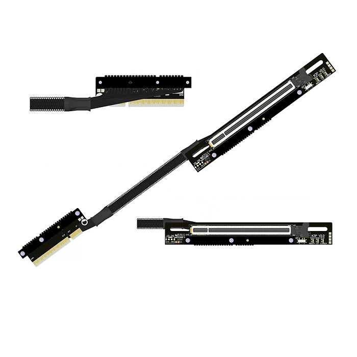 ADT‑Link 30CM PCIe 5.0 X8 To X16 Extension Cable With Buckle Dual Reverse Side‑Bend For AMD NVIDIA GPU 