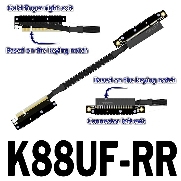 ADT‑Link GPU Extension Cable Dual Reverse Side‑Bend PCIe 5.0 X8 Gen5 Loss‑Free Flexible Flat Cable 30CM