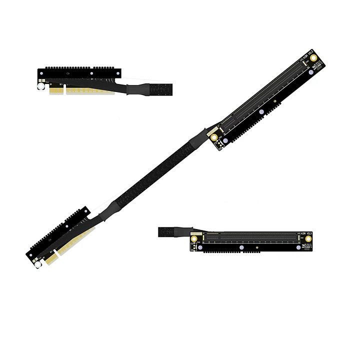 ADT‑Link Dual Reverse Side‑Bend PCIe 5.0 X8 To X16 Extension Cable Compatible With AMD NVIDIA Graphics Cards 30CM