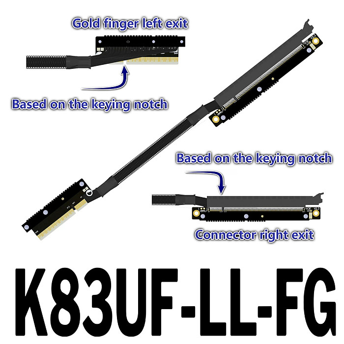 ADT‑Link 30CM PCIe 5.0 X8 To X16 Extension Cable With Buckle Dual Reverse Side‑Bend For AMD NVIDIA GPU 