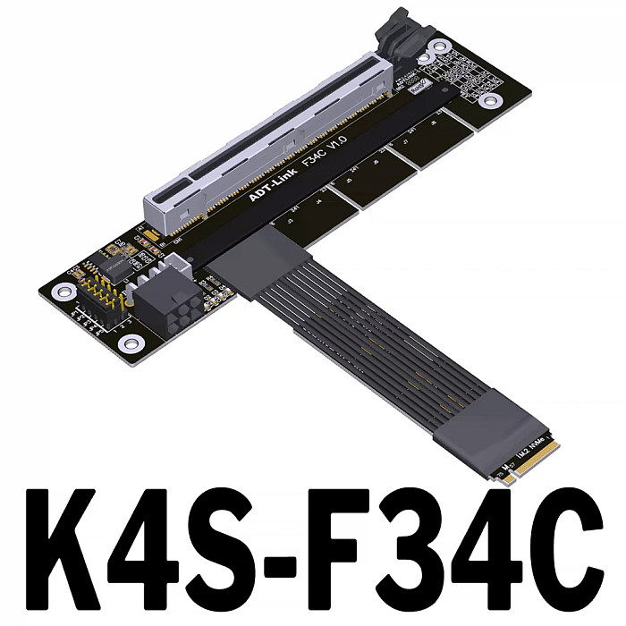 ADT‑Link PCIe 5.0 X16‑X16 Splitter Extension Cable 25CM/50CM, 4‑Way High‑Speed For Local AI Deployment