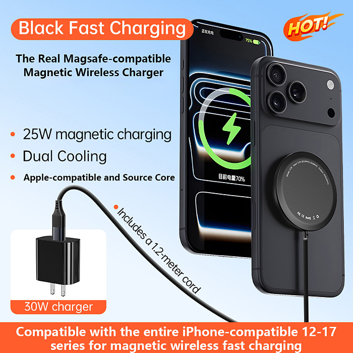 25W Magnetic Wireless Charger C7E, Desktop & Car Magnetic Charging for iPhone