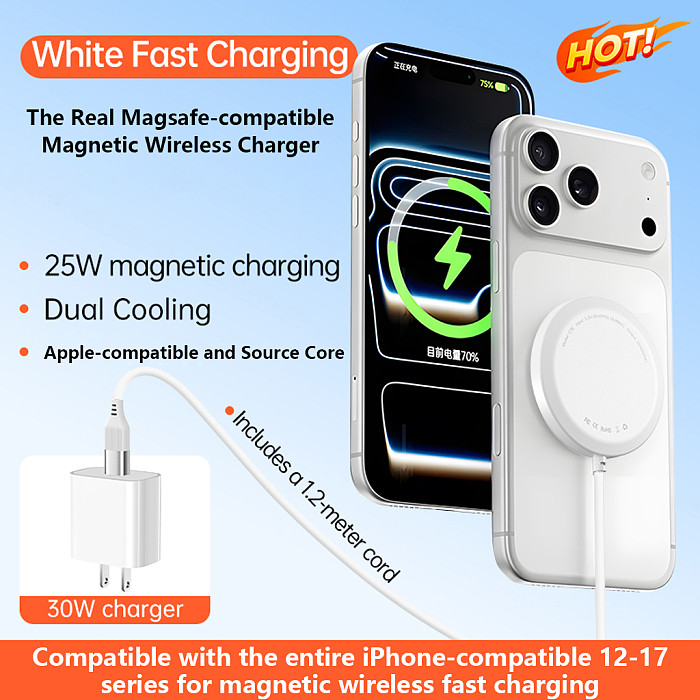 25W Magnetic Wireless Charger C7E, Desktop & Car Magnetic Charging for iPhone